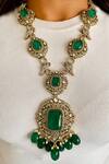 Buy_Prerto_Green Diamonds Polki And Stone Necklace Set _at_Aza_Fashions