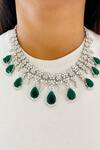 Buy_PRERTO_Green Diamonds, Stones Emerald And Necklace Set_Online_at_Aza_Fashions