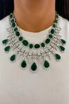 Buy_PRERTO_Green Diamonds, Stones Emerald Designer Jewellery Set_at_Aza_Fashions