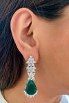 Shop_PRERTO_Green Diamonds, Stones Emerald Designer Jewellery Set_at_Aza_Fashions