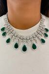 PRERTO_Green Diamonds, Stones Emerald Designer Jewellery Set_Online_at_Aza_Fashions