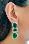 Shop_PRERTO_Green Diamonds, Stones Emerald Designer Jewellery Set_Online_at_Aza_Fashions