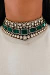 Buy_PRERTO_Emerald Green Stones Kundan Choker Set _at_Aza_Fashions