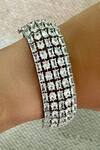 Buy_PRERTO_Silver Plated Imitation Diamonds Geometric Diamante Cuff Bracelet_at_Aza_Fashions