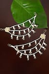 Shop_Dugran By Dugristyle_Gold Plated Pearls, Stones Kundan Embellished Earchains Set Of 2 _at_Aza_Fashions