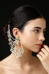Buy_Dugran By Dugristyle_Gold Plated Kundan Pearl Earchains Set Of 2 _at_Aza_Fashions