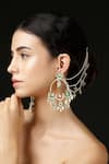 Dugran By Dugristyle_Gold Plated Kundan Pearl Earchains Set Of 2 _at_Aza_Fashions