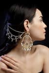 Buy_Dugran By Dugristyle_Gold Plated Kundan Pearl Earchains Set Of 2 
