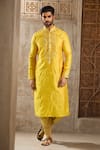Buy Arihant Rai Sinha Yellow Linen, Cotton Embroidery Thread Kurta And Patiala Pant Set at Aza Fashions Buy_Arihant Rai Sinha_Yellow Linen, Cotton Embroidery Thread Kurta And Patiala Pant Set _at_Aza_Fashions