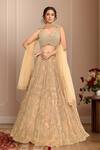 Buy_Kalighata_Gold Organza Cut Work, Sequins, Tassels Hand Embroidered Lehenga Set _at_Aza_Fashions