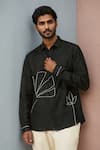 Buy_Ewoke_Black Hemp Embroidery Floral Shirt _at_Aza_Fashions