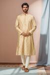 Buy_Arihant Rai Sinha_Gold Viscose Embroidery Champagne Butti Kurta _at_Aza_Fashions
