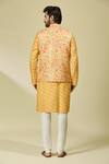 Shop_Arihant Rai Sinha_Yellow Silk Embroidery Floral Vine Print Bundi With Kurta _at_Aza_Fashions
