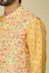 Shop_Arihant Rai Sinha_Yellow Silk Embroidery Floral Vine Print Bundi With Kurta _Online_at_Aza_Fashions
