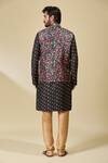 Shop_Arihant Rai Sinha_Black Silk Floral Print Bundi And Kurta Set _at_Aza_Fashions