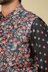 Shop_Arihant Rai Sinha_Black Silk Floral Print Bundi And Kurta Set _Online_at_Aza_Fashions