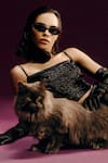 Ashna Gidwani_Black Dutchess Satin Embellished Tassel Straight Neck Crop Top And Skirt Set _Online_at_Aza_Fashions
