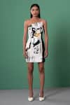 Buy_Advait_Multi Color Bamboo Off-shoulder Abstract Print Strapless Mini Dress _at_Aza_Fashions