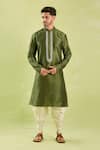 Buy_Arihant Rai Sinha_Green Silk Embroidery Paisley Kurta Set _Online_at_Aza_Fashions