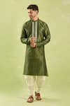 Shop_Arihant Rai Sinha_Green Silk Embroidery Paisley Kurta Set _Online_at_Aza_Fashions
