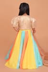 Shop_Turqidz By Shweta Aggarwal_Gold , Cotton, Organza, Chiffon Beads, Floral Applique Lehenga Set _at_Aza_Fashions