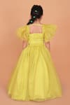 Shop_Turqidz By Shweta Aggarwal_Yellow Organza, Silk, Cotton Beads, Sequins, Gota Patti, Embroidered Lehenga Set _at_Aza_Fashions