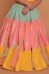 Buy_Turqidz By Shweta Aggarwal_Yellow Net, Cotton, Silk Sequins Tiered Lehenga And Embroidered Blouse _Online_at_Aza_Fashions