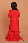 Shop_Turqidz By Shweta Aggarwal_Red Chanderi, Cotton Applique, Sequins, Embroidery Floral Kurta Sharara Set _at_Aza_Fashions