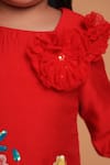 Turqidz By Shweta Aggarwal_Red Chanderi, Cotton Applique, Sequins, Embroidery Floral Kurta Sharara Set _Online_at_Aza_Fashions
