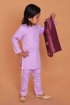 Turqidz By Shweta Aggarwal_Purple Silk, Cotton Gota Patti, Embroidery Elephant Kurta Set _at_Aza_Fashions