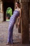 Buy Itrh Purple Net, Taffeta Stones Off-shoulder Embroidered Maxi Dress at Aza Fashions Buy_Itrh_Purple Net, Taffeta Stones Off-shoulder Embroidered Maxi Dress_at_Aza_Fashions