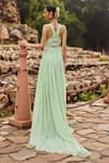 Shop_Itrh_Green Chiffon, Viscose Criss Cross Neck Draped Maxi Dress_at_Aza_Fashions