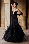 Buy Itrh Black Melon Crepe Embroidered Crytsal Crystal Embellished Feathered Gown at Aza Fashions Buy_Itrh_Black Melon Crepe Embroidered Crytsal Crystal Embellished Feathered Gown_at_Aza_Fashions