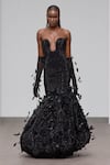Buy Itrh Black Melon Crepe Embroidered Crytsal Crystal Embellished Feathered Gown Online at Aza Fashions Buy_Itrh_Black Melon Crepe Embroidered Crytsal Crystal Embellished Feathered Gown_Online_at_Aza_Fashions