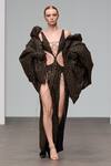 Shop_Itrh_Black Crepe Print Leopard Plunge Dress With Cape_Online_at_Aza_Fashions