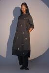Taika By Poonam Bhagat_Black Crepe Sequins, Beads High Neck Beetle Hand Embroidered Tunic _Online_at_Aza_Fashions