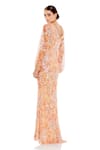 Shop_Mac Duggal_Peach Polyester Embroidered Sequin Boat Floral Gown _at_Aza_Fashions