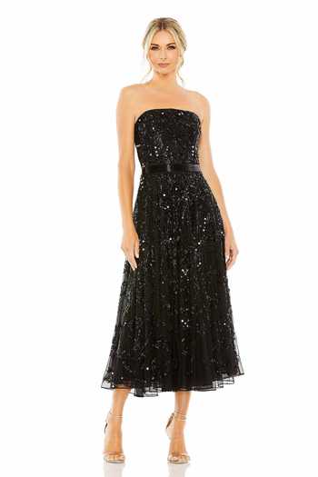 Buy_Mac Duggal_Black Polyester Cut Work, Sequins Off-shoulder Cutdana Embroidered Tube Dress _at_Aza_Fashions