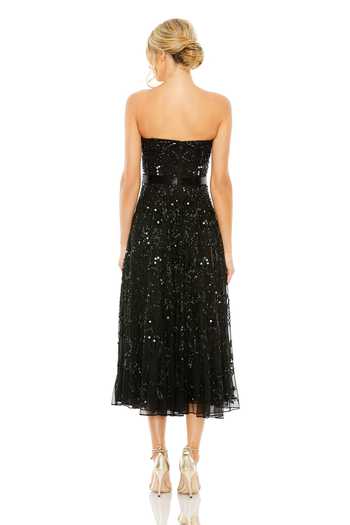 Shop_Mac Duggal_Black Polyester Cut Work, Sequins Off-shoulder Cutdana Embroidered Tube Dress _at_Aza_Fashions