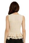 Shop_Mac Duggal_Ivory Polyester Ruffles Round Neck Geometric Layered Knit Top _at_Aza_Fashions