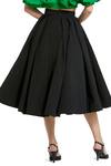 Mac Duggal_Black Polyester High Waist Pleated Midi Skirt _Online_at_Aza_Fashions