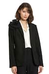 Buy Mac Duggal Black Polyester Fabric Flowers Applique Blazer at Aza Fashions Buy_Mac Duggal_Black Polyester Fabric Flowers Applique Blazer _at_Aza_Fashions