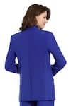 Shop_Mac Duggal_Blue Polyester Lapel Collar Solid Blazer _at_Aza_Fashions