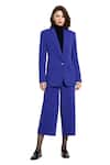 Mac Duggal_Blue Polyester Lapel Collar Solid Blazer _Online_at_Aza_Fashions