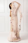 Shop_Isha Regalia_Pink Net, Cotton, Silk Sequins, Crystals, Floral Vine Pre-draped Saree And Blouse _Online_at_Aza_Fashions