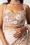Isha Regalia_Pink Net, Cotton, Silk Sequins, Crystals, Floral Vine Pre-draped Saree And Blouse _at_Aza_Fashions