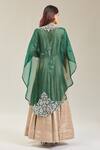 Shop_Prisho_Green Silk Gota Patti, Embroidery V-neck Floral Cape And Anarkali Set _at_Aza_Fashions