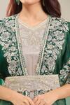 Buy_Prisho_Green Silk Gota Patti, Embroidery V-neck Floral Cape And Anarkali Set _Online_at_Aza_Fashions