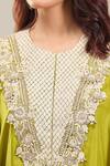 Prisho_Green Silk Embroidery Round Neck Floral Resham Kaftan Set _Online_at_Aza_Fashions