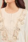Prisho_Ivory Silk Embroidery Round Neck Floral Resham Kaftan And Pant _Online_at_Aza_Fashions
